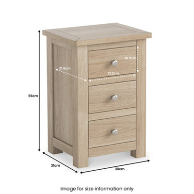 Duchy Washed Oak 3 Drawer Bedside Table - Fully Assembled By Roseland Furniture