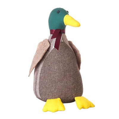 Duck Door Stop - Novelty Animal Mallard Design Country Tweed Style Home Decoration - Measures H31 x 18cm Diameter