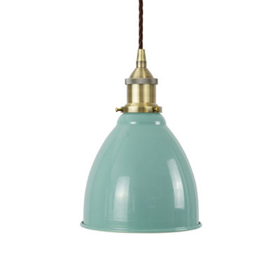 Duck Egg Blue Classic Painted Pendant Light Antique Brass Lamp