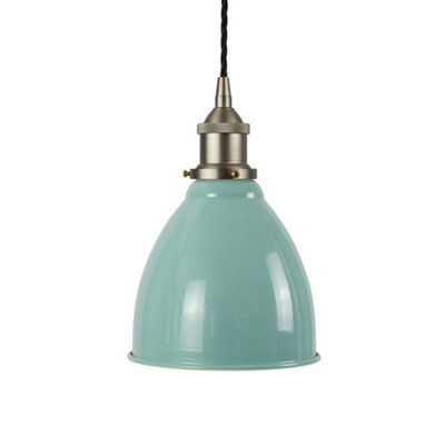 Duck Egg Blue Classic Painted Pendant Light Brushed Chrome Lamp Holder Ceiling Rose DIY at B Q