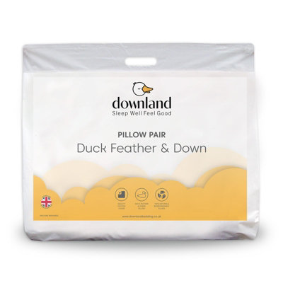 Duck Feather Down Pillows 2 x Filled Cotton Anti Allergy Soft Plump Bounce Back - 4