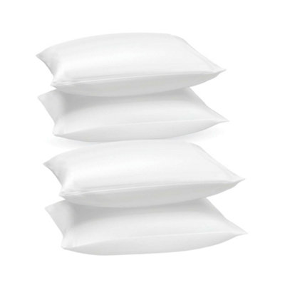 Duck Feather & Down Pillows Anti Allergic Extra Filled Plump Bed Pillows 100% Cotton Cover in Pack of 4