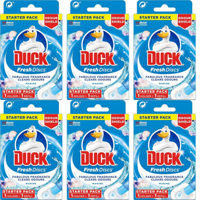 Duck Toilet Cleaner Fresh Discs Holder Marine, 36ml (Pack of 6)