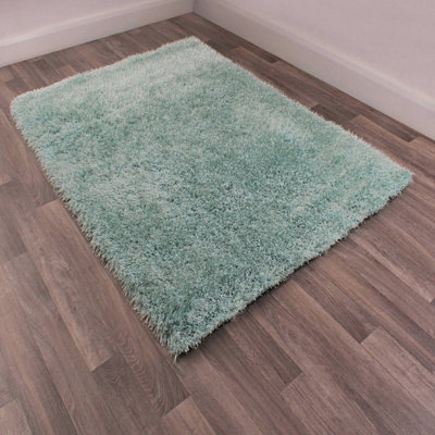 Duckegg Plain Shaggy Sparkle Handmade Easy to Clean Rug for Living Room and Bedroom-180cm X 270cm