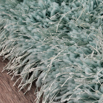 Duckegg Plain Shaggy Sparkle Handmade Easy to Clean Rug for Living Room ...