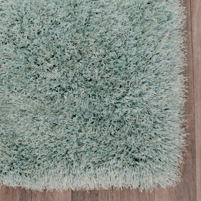 Duckegg Plain Shaggy Sparkle Handmade Easy to Clean Rug for Living Room ...