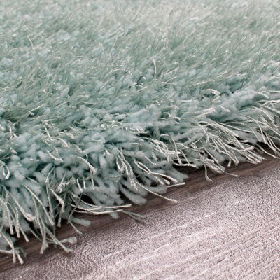 Duckegg Plain Shaggy Sparkle Handmade Easy to Clean Rug for Living Room ...