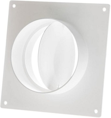 Duct Connector with Flange and Backdraft Damper 100mm / 4 Inch Wall Plate