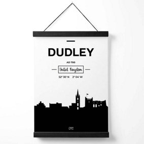Dudley Black and White City Skyline Medium Poster with Black Hanger