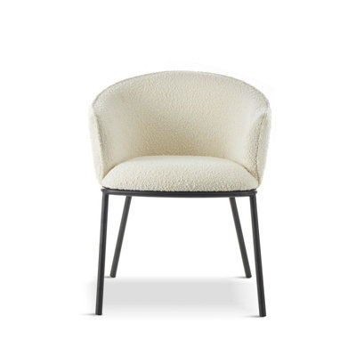 DUKE Boucle Dining Chair - L61.5 x W62.5 x H78 cm - White | DIY at B&Q