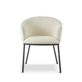 DUKE Boucle Dining Chair - L61.5 x W62.5 x H78 cm - White