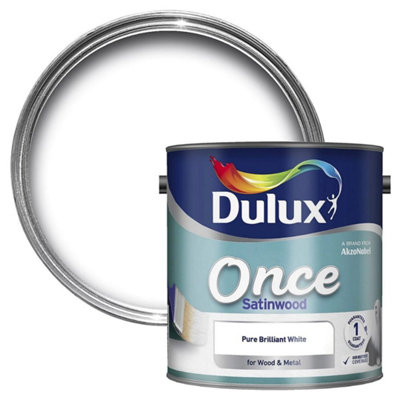 Dulux Once Satinwood Wood And Metal Paint Pure Brilliant White 2.5L