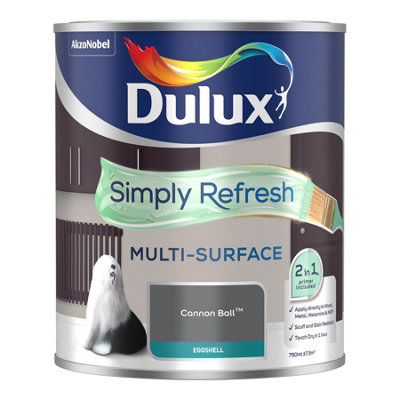 Dulux Simply Refresh Multi Surface Eggshell Cannon Ball 750ml | DIY at B&Q