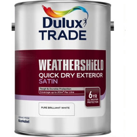 Dulux Trade Weathershield Quick Dry Opaque White Satin 5 Litre