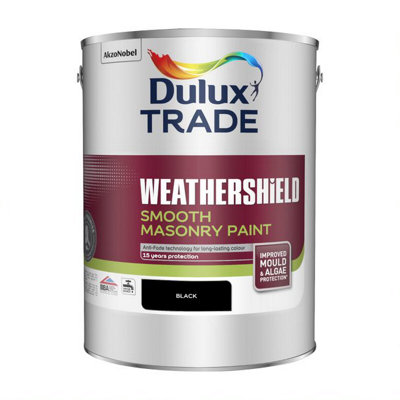 Dulux Trade Weathershield Smooth Masonry Paint - Black - 5L