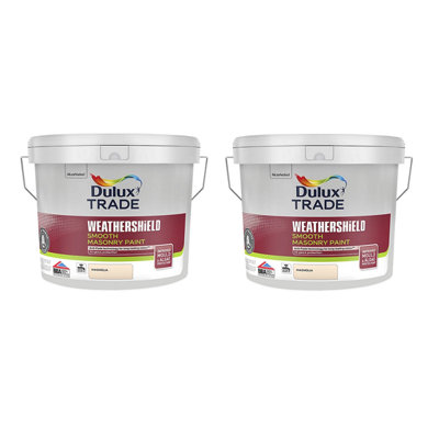 Dulux Trade Weathershield Smooth Masonry Paint Magnolia 10L (Pack Of 2)