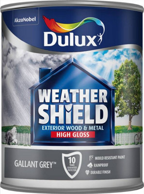 Dulux Weathershield Exterior Paint Gloss 750ml Gallant Grey DIY