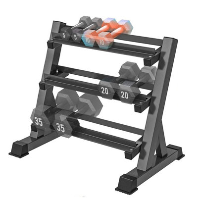 Dumbbell Rack Adjustable 3-Tier Weight Stand Heavy Duty MAX 500KG