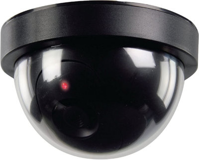 WALI Fake Security Dome Camera With Blinking Red LED – 2 Pack Dummy CCTV For Indoor/Outdoor, Includes Warning Stickers (White)