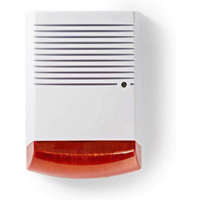 Dummy Security Alarm Siren with Flashing LED & IP44 Waterproof Outdoor Design White & Orange