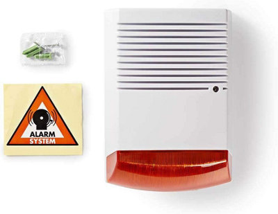 Dummy Security Alarm Siren with Flashing LED & IP44 Waterproof Outdoor Design White & Orange