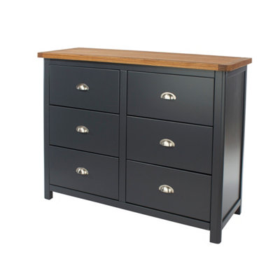 Dunkeld 3+3 drawer wide chest, midnight Blue