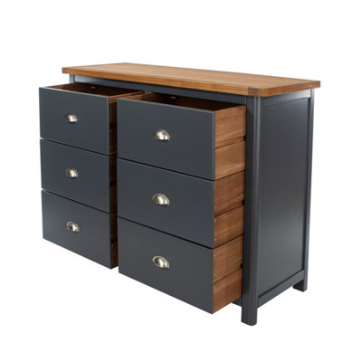 Dunkeld 3+3 drawer wide chest, midnight Blue