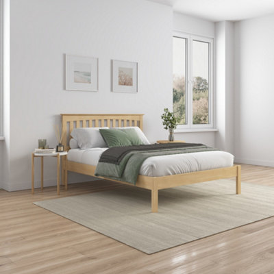 Dunkeld Solid Wooden Oak Bed Frame - Double - Low Footboard - Shaker Style
