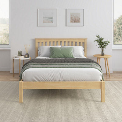 Dunkeld Solid Wooden Oak Bed Frame - Double - Low Footboard - Shaker Style