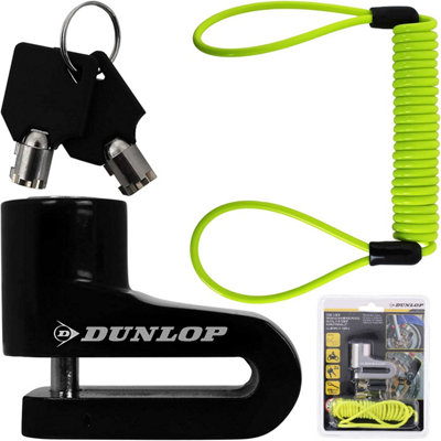 Dunlop Disc Lock W/ Reminder Cable Bike Motorcycle Scooter 2 Keys