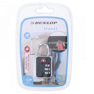 Dunlop TSA Lock 3 Digit Combination Padlock - 31 x 63 x 14 mm