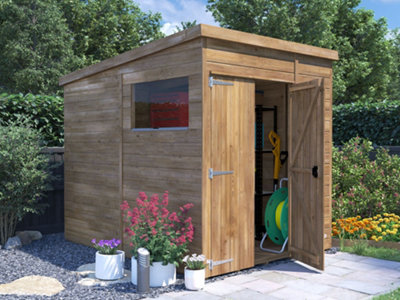 Dunster House Bike Shed 1.8 x 2.4m (6'x8') 15mm Walls Storage Garden Building Overlord Pent with Window, Overlord Modular