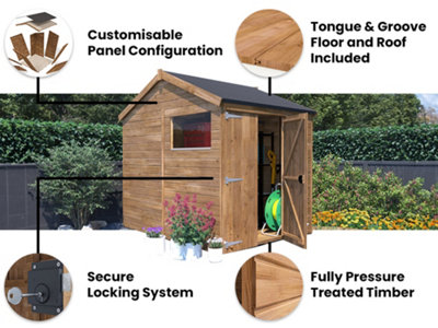 Dunster House Bike Shed Storage 1.8 x 2.4m (6' x 8') 12mm Walls, Apex Roof, Overlord Modular