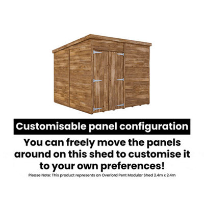 Dunster House Bike Shed Storage Garden Workshop 2.4m x 2.4m ( 8'x8') 15mm Walls Pent Roof, Overlord Modular
