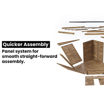 Dunster House Bike Shed Storage Garden Workshop 2.4m x 2.4m ( 8'x8') 15mm Walls Pent Roof, Overlord Modular