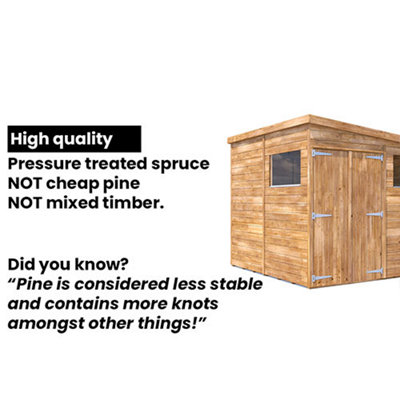 Dunster House Bike Shed Storage Garden Workshop 2.4m x 2.4m ( 8'x8') 15mm Walls Pent Roof, Overlord Modular