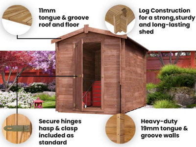 Dunster House - Heavy Duty (19mm) Log Garden Shed 1.8 x 2.5  Pressure Treated Wood Storage Unit Taarmo