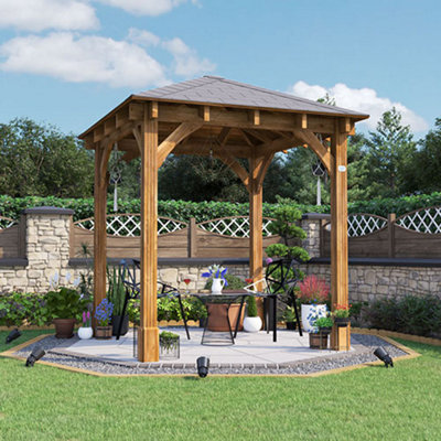 Dunster House Heavy Duty Wooden Gazebo 2.5m x 2.5m Pressure Treated