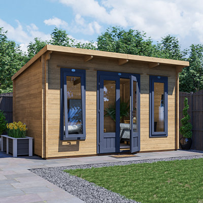 Dunster House Log Cabin Garden Office 4 x 3 Metres Summerhouse Terminator Pent