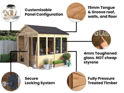 Dunster House Potting Shed Apex Roof W8' x D8' (W2.4m x D2.4m) Overlord Modular