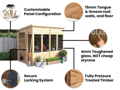 Dunster House Potting Shed Pent Roof W6' x D8' (W1.8m x D2.4m) Overlord Modular