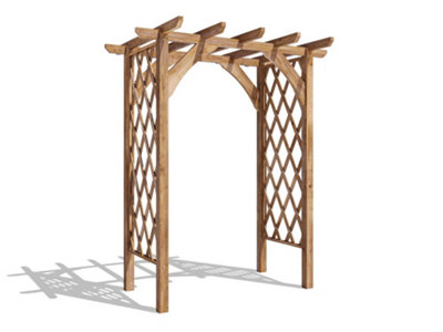 Dunster House Wooden Corner Pergola Arch with Trellis Lattice 1.8m x 1.4m Jasmine