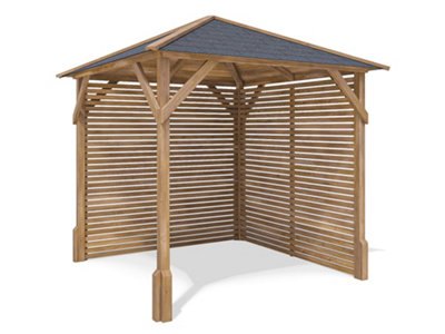 Dunster House Wooden Gazebo Louvre Wall 2m x 2m Garden Shelter