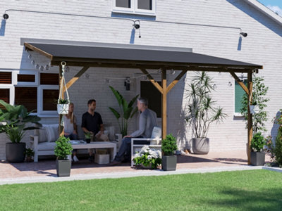Dunster House Wooden Lean to Gazebo with Super Felt 4m x 3m Pressure ...