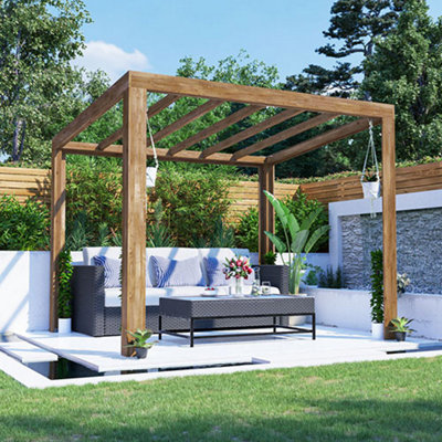 Dunster House Wooden Pergola Kit 3m x 2.5m Garden Plant Frame Patio Pressure Treated Terracube