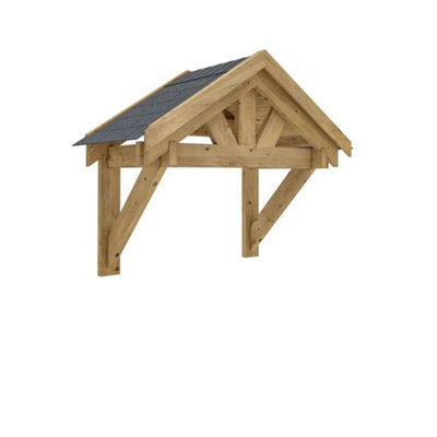 Dunster House Wooden Porch Canopy 1.6 x 0.8m Apex, Pressure Treated ...