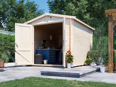 Dunster House Wooden Shed 8' x 10' (3.5 x 3m) Garden Cabin 6 Point Lock Workshop Petrus Apex Roof