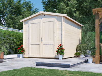 Dunster House Wooden Shed 8' x 10' (3.5 x 3m) Garden Cabin 6 Point Lock Workshop Petrus Apex Roof