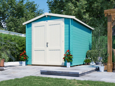 Dunster House Wooden Shed 8' x 10' (3.5 x 3m) Garden Cabin 6 Point Lock Workshop Petrus Apex Roof
