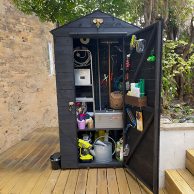 Dunster House Wooden Tool Shed 2m x 1m Sentry Box Wooden Garden Storage Talia Tool Rail Roof Felt